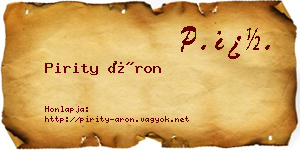Pirity Áron névjegykártya